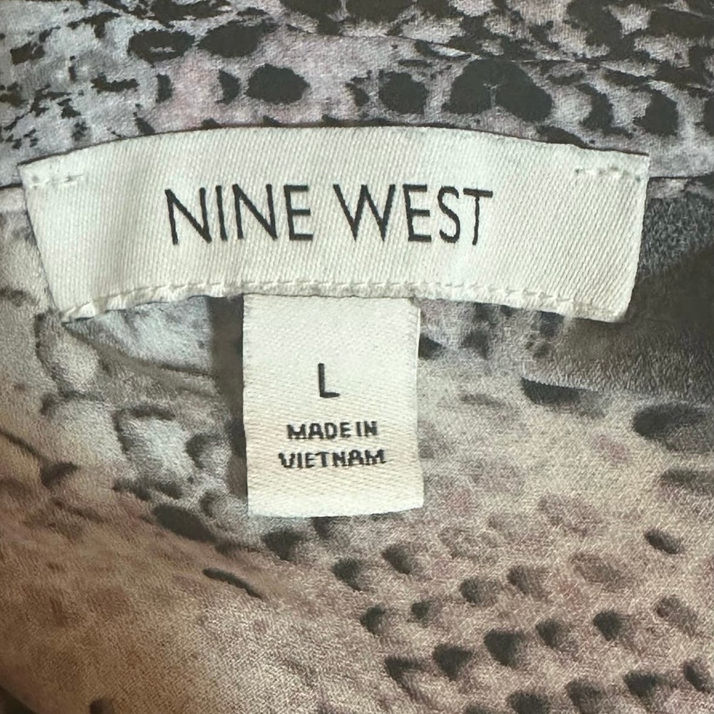 Nine West Black and White Snakeskin Print Blouse - Picture 7 of 14